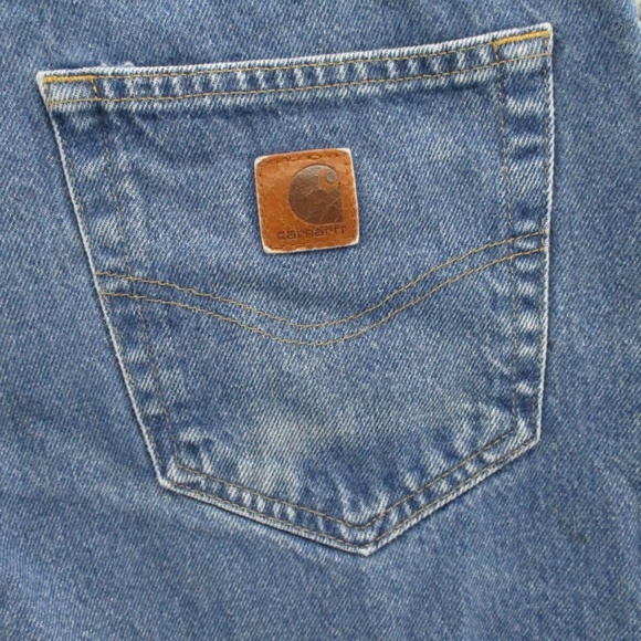 Carhartt Jeans Mens 34x30 Blue Denim Relaxed Fit Straight Leg Work 381-83 - Picture 11 of 15